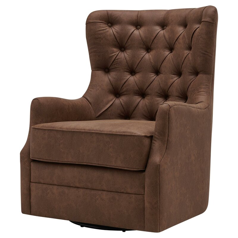 Canora Grey Hartford Fabric Swivel Wingback Chair Wayfair